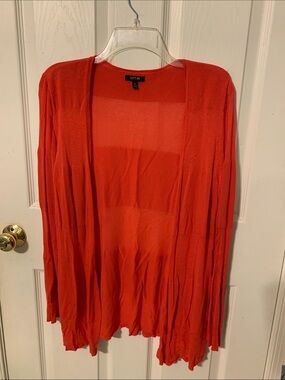 Apt. 9 Bright Red Open-Front Cardigan with Sheer Stripes -  size M
